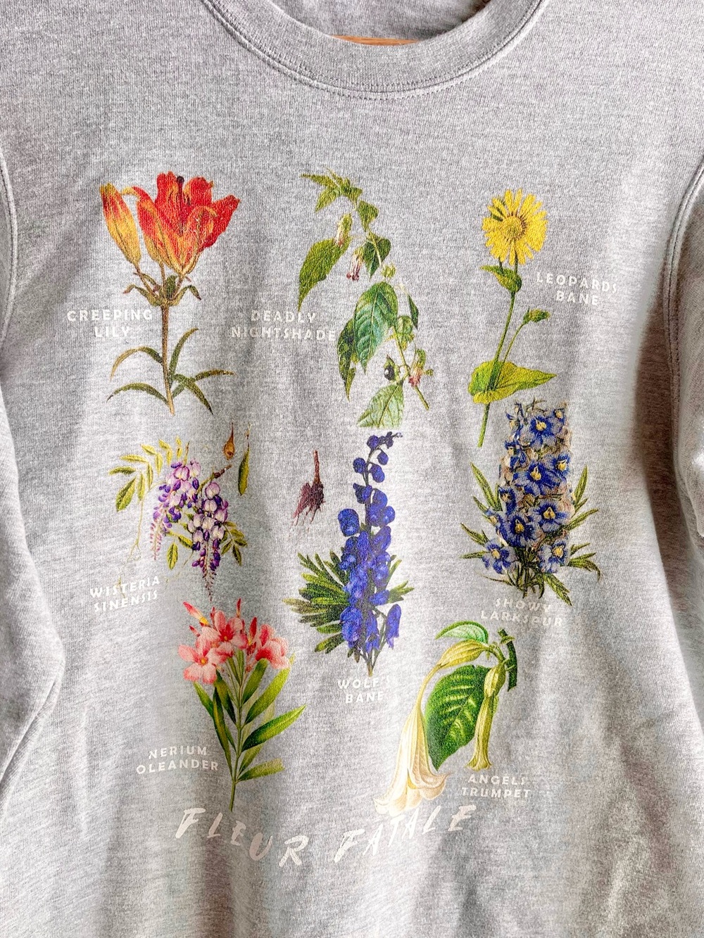 Port and Company Gray Floral Fleur Fatale Graphic Crewneck Sweatshirt - Picture 2 of 3